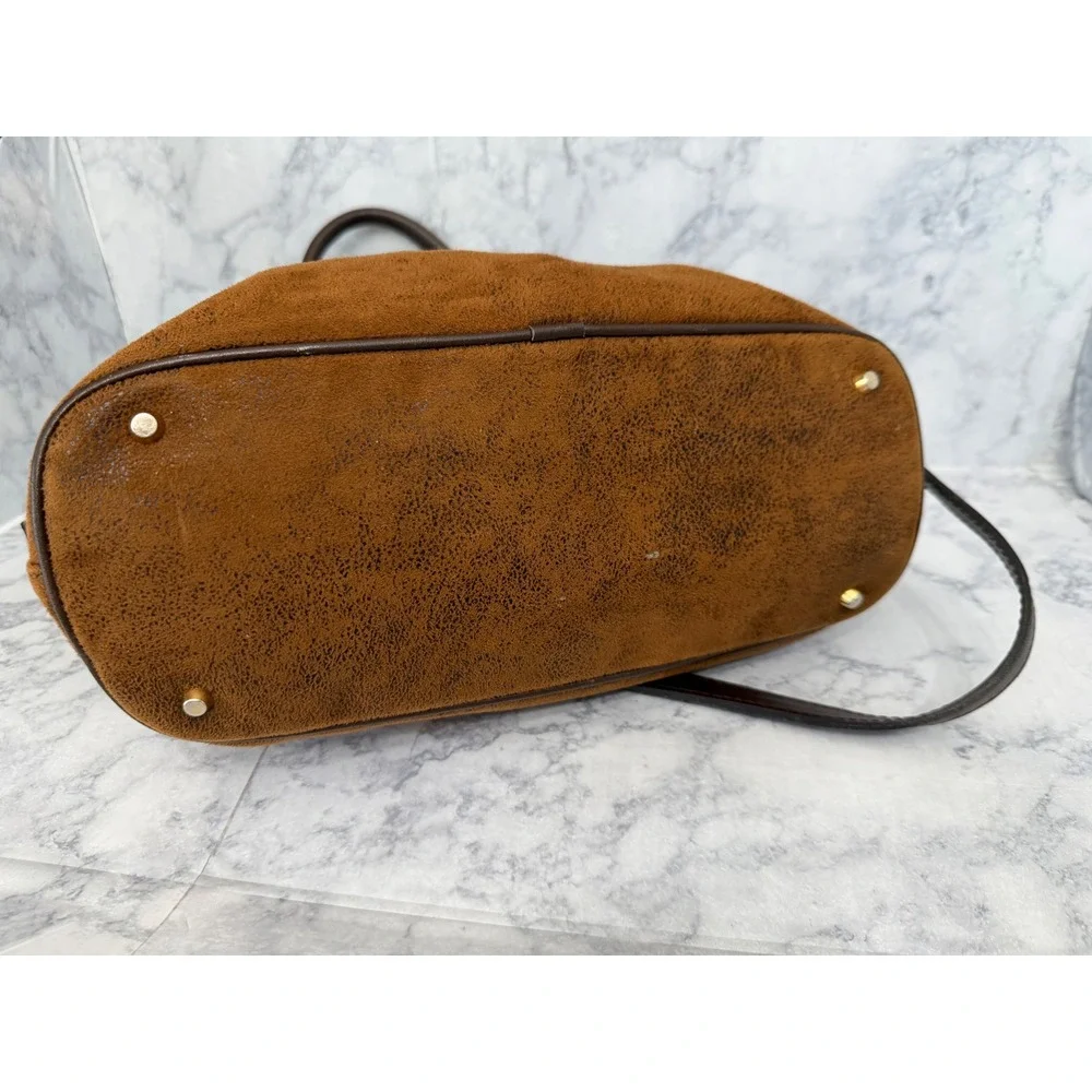 Vera Pelle Satchel Bag Medium Brown Distressed Leather Made in Italy Crossbody